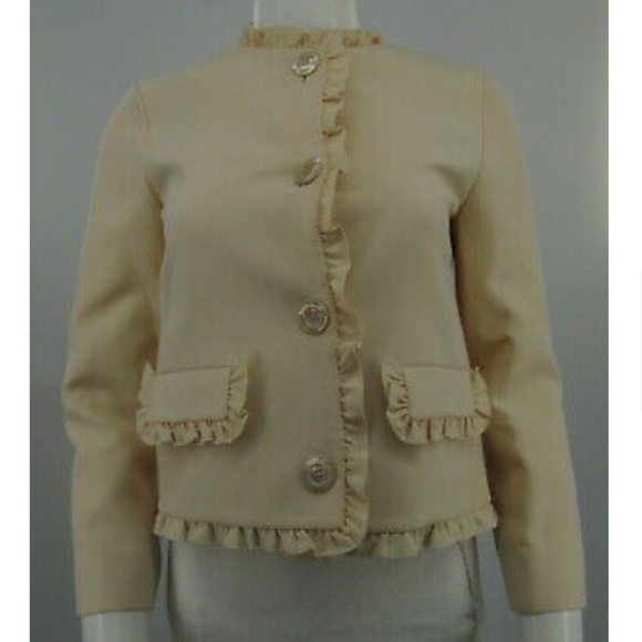 Gucci Ivory Wool/Silk Ruffle Trim Blazer sz 40